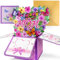 YianHien Geburtstagskarte Mama, Edle Lila Blumen und Schmetterlinge 3D Pop Up Karte Geburtstag für Mama, Handgemachte Pop Up Muttertag Karte mit Umschlag, Geburtstagsgeschenk für Mama, Love You Mom