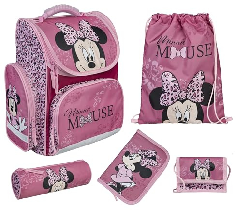 Undercover - Schulranzen Set Clou Minnie Mouse - 1. Klasse Grundschule - mehrteiliges Set mit Geldbeutel, Sportbeutel, Schlamperetui und Schüleretui