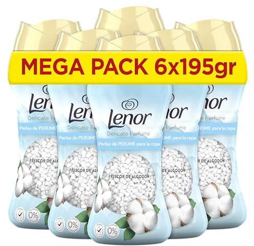 Lenor UNstoppables Perlas de Perfume para la Ropa, 96 Lavados (6 x 195g), Suavizante con Fragancia Frescor Algodon, Potenciador de Frescor