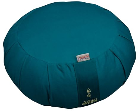 Yogimudra Kissenbezug für Rundzafu 35x15 cm – 1-teilig Außenbezug (Reißverschluss) – Ersatzbezug für Yoga- & Meditationskissen (Petrol)