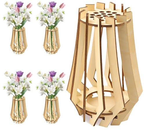 Vaso in legno per fiori eterni, vaso per bouquet di fiori Lego, supporto puzzle in legno per rose di fiori Lego, fiori di ciliegio, girasoli, tulipani, narcisi, loto