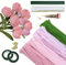 Mazzo di Fiori Rosa 30CM, Kit Fai da Te per Bouquet: 20 Steli Fiori, 400 Batuffoli per Lavapipig, Filo Artistico Verde, Carta Crespa da Fiorista, Nastro Regalo Decorazioni per Donne
