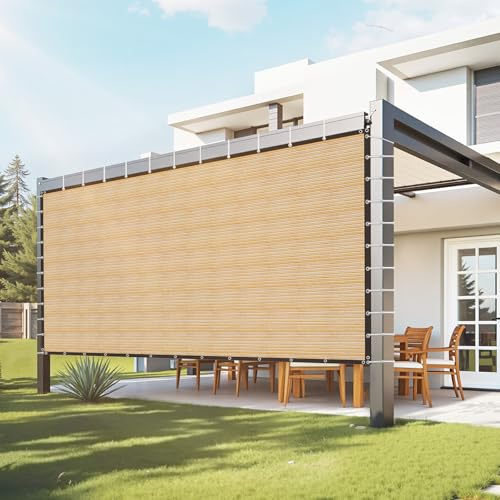 VEVOR Voile d'ombrage 90%, 3660 x 6100 mm, Filet d'ombrage avec œillets en Acier INOX, Protection Solaire et écran d'intimité en PEHD 160 g/m², pour extérieur, terrasse, Jardin et arrière-Cour, Beige