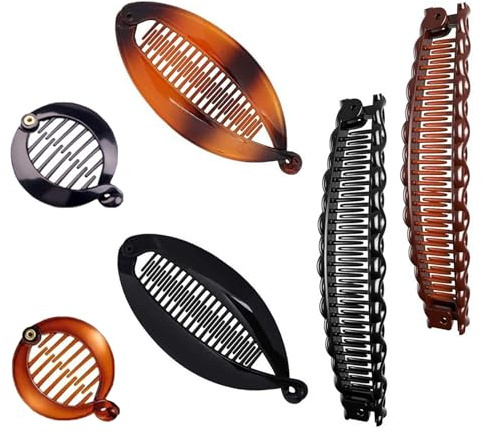 6 Stück Haarklammer Mädchen, Banana Clip Dickes Haar, Bananenspange, Hair Clip für Dickes Haar, Stirnband, Lockiges Oder Glattes Haar, Fish Clips Ponytail Holder Clip, für Damen und Mädchen