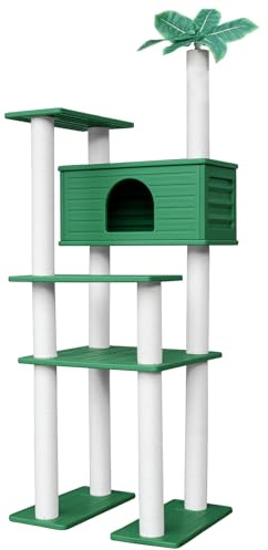 MAOHEGOU 70 Inches Tall Outdoor Weatherproof Cat Tree Tower, Multi-Level, Large Cat Condo with PVC Board and Cat Scratching Posts, for Outside and Indoor