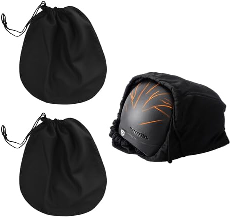2 Stück schwarze Helmtaschen, Helmtasche Motorradhelm mit Kordelzug | 47 x 43 cm Helmsack, geeignet für Motorradhelme, Skihelme, Fahrradhelme, Basketbälle, Fitness, leicht zu verstauen