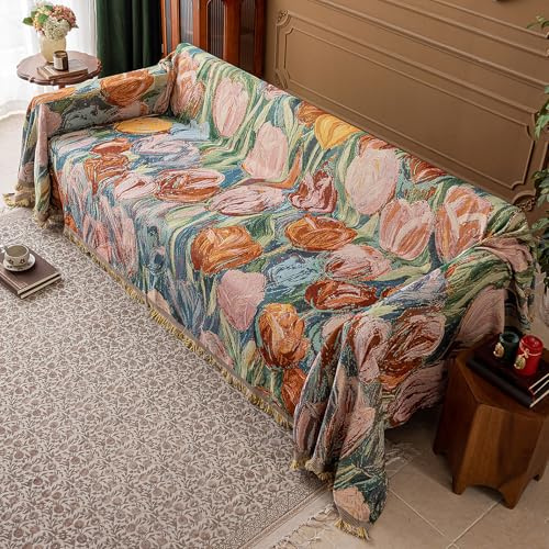 DeepDream Sofa Überzug 1/2/3/4 Sitzer, Chenille Sofaüberwurf Waschbar L Form Sektionssofa, Couch Überzug Sofa Überwurfdecke Futonbezug für Haustiere Kinder, 180 x 340cm, D 02