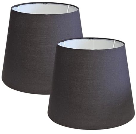 Lampenschirm Rund Retro Vintage Farbe: Schwarz/Weiß Stofflampenschirm Textilschirm Ersatzschirm Tischlampe Stehleuchte E27 Fassung Durchmesser (2x Schwarz konisch)