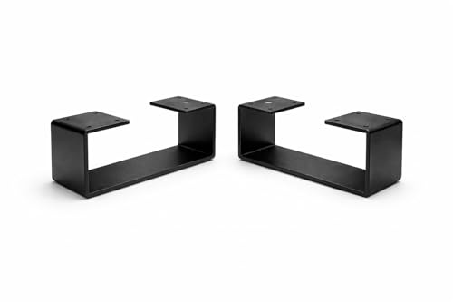 Skraut Home | Lot de 2 Pieds métalliques en U | 31x12 cm | Support Résistant Multi-Usage | Base Structurelle | pour Meubles | Style Industriel | Noir