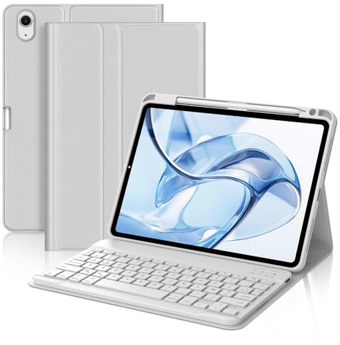 Coque Clavier pour iPad Air 11 Pouces M4 2026/M3 2025/M2 2024, Rose Gris | Clavier Bluetooth, Magnetic Détachable, AZERTY Français, avec Porte Crayon,