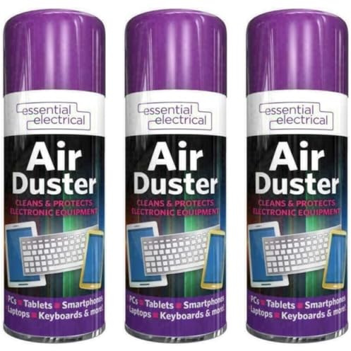 Essential Electrical Air Duster Spray for Electronics, Compressed Air Cleaner for PCs, Laptops, Keyboards, 400ml, Pack of 3
