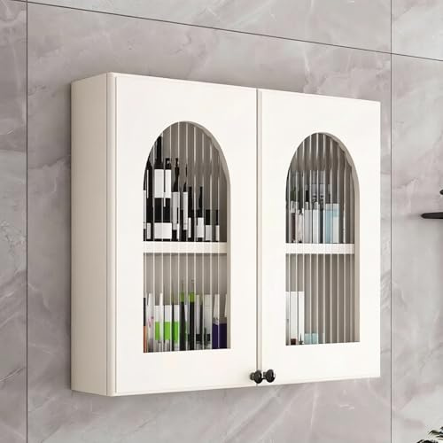 Badezimmer-Wandschrank, gewölbte Glastür, Aufbewahrungs-Organizer mit Doppeltüren, vielseitiger Medizinschrank für Waschküche, Küche und Wohnzimmer