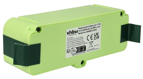 vhbw Akku Ersatzakku Li-Ion 3000mAh kompatibel mit iRobot Roomba aus 500 | 600, 700, 800, 900 Series (14.4V)