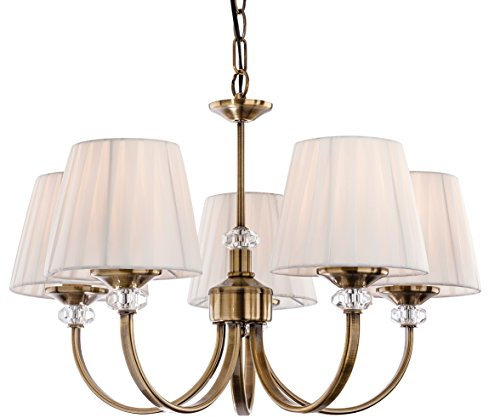 Firstlight Langham 5 Light Fitting, Antique Brass/Cream