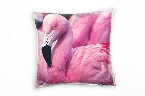 Paul Sinus Art Tiere, Flamingo, pink Deko Kissen 40x40cm für Couch Sofa Lounge Zierkissen - Dekoration zum Wohlfühlen