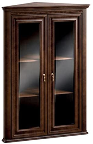 Casa Padrino Luxus Jugendstil Eckhängeschrank mit 2 Glastüren Dunkelbraun 82 x 52,1 x H. 111,6 cm - Wohnzimmermöbel