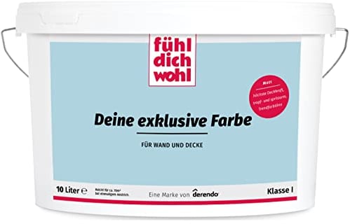derendo Fühl Dich Wohl Deine Farbe blau, matte Wandfarbe blau, hohe Deckkraft, verschiedene Blautöne zur Auswahl (10L, Maledivenblau)
