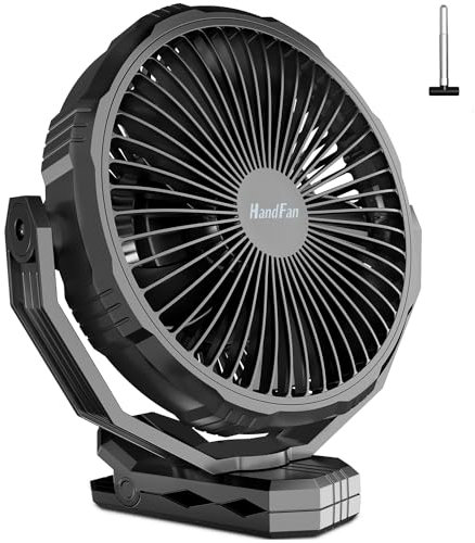 HandFan 8 Inch Large Clip On Fan, 10000mAh Portable Rechargeable Wireless Fans with Sleep Timer, Battery Operated Clamp-Fan, for Golf Cart Travel Tent Gym Bed Treadmill Camping Outdoors