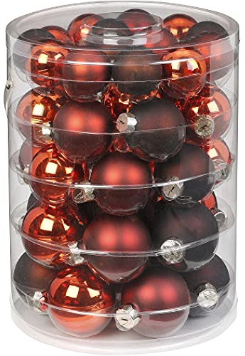 44 TLG. Christbaumkugeln Glas 4,5,6cm Set // Weihnachtskugeln Christbaumschmuck Baumkugeln Baumschmuck Weihnachtsdeko Kugeln Glaskugeln Dose (Shiny Chestnut (Braun Orange))