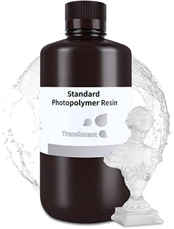 ELEGOO Standard 3D Printer Resin, Translucent 1000g, 405nm Fast Curing Photopolymer Resin, Ideal for Beginners with Easy Molding for LCD/MSLA 3D Printing