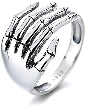 Bague Ouverte Vintage En Argent Sterling S925 Avec Tête De Mort Pour Femme, Fille, Homme, Réglable, Oxydé, Gothique, Squelette, Talons Du Diable, Petite Queue, Rose, Bague Unisexe Pour Anniversaire