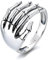 Bague Ouverte Vintage En Argent Sterling S925 Avec Tête De Mort Pour Femme, Fille, Homme, Réglable, Oxydé, Gothique, Squelette, Talons Du Diable, Petite Queue, Rose, Bague Unisexe Pour Anniversaire