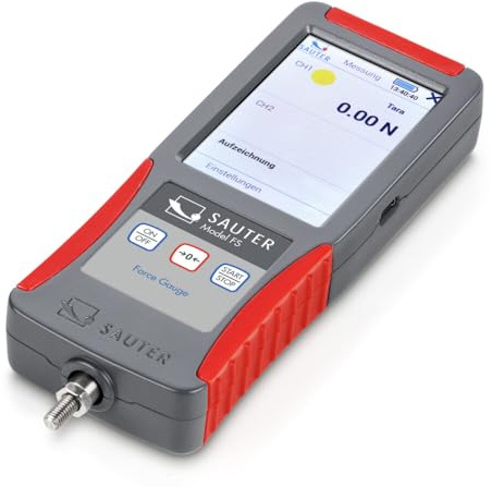 Sauter FS 2-100 - Digitales Premium Kraftmessgerät, mit integrierter Messzelle und Anschlussmöglichkeit für bis zu 2 externen Messzellen, Ablesbarkeit [d]: 0,02 N, Messbereich [Max]: 100 N