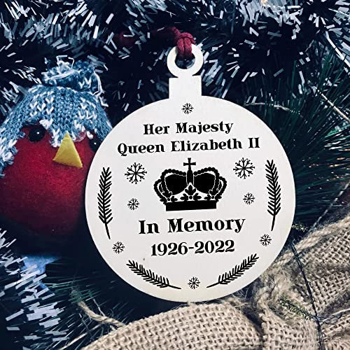 Red Ocean In Memory Gift Queen Elizabeth II Plaque Wood Christmas Bauble Tree Decoration