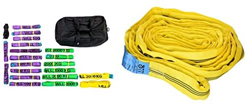 Dolezych Rundschlingen-Set 1000-3000 kg Tragfähigkeit, 20-teilig - Violett/Grün/Gelb & Braun GmbH 30081RS Rundschlinge 3000 kg Tragkraft, 8 m Umfang = 4 m Nutzlänge, gelb