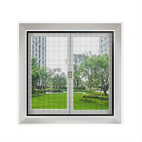 Fliegengitter für Fenster135x170cm(53.1x67in) Klebe-Insektenschutzgitter Selbstklebendes Insektenschutzgitter ohne Bohren Leicht zu öffnen und anzubringen Schwarz