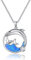 REDSUN Delphin Halskette für Frauen 925 Sterling Silber Ozean Welle Anhänger Tier Halskette Blau Opal Halskette Ozean Schmuck Geschenke für Frauen Mädchen Geburtstag Weihnachten Geschenke