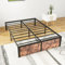 VERFARM Metallbett Bettrahmen mit Vintage Holz Fußbett, Bettgestelle mit Lattenrost für Schlafzimmer Gästezimmer, Einfache Montage, Rauschfrei, Keine Boxfeder Erforderlich, 120 x 200 cm