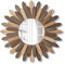 Emfogoo Wandspiegel 53cm Groß Rustikal Holz Sunburst Boho Spiegel Boho Wanddeko Boho Deko Wanddeko für Haus Wohnzimmer Schlafzimmer Flur (Dreifarbig)