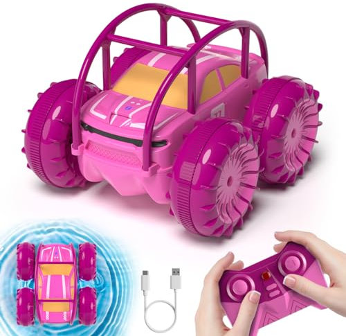 MaxTronic Direct Charging Remote Control Cars Age 3+, 360° Flip Waterproof Stunt Car with ON/OFF Cool LED, Monster Truck 2.4GHz 4WD Indoor Outdoor Kids RC Toy Gift ideas for Boys Girls