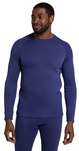 Mountain Warehouse Talus Mens Thermal Baselayer Top - Quick Drying Jumper, Easy Care, Long Sleeves, Sweater, Breathable, Lightweight & High Wicking Dark Blue (Round Neck) XL