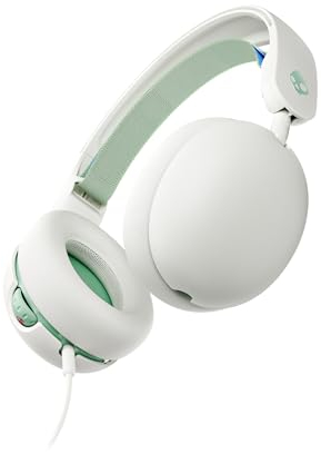 Skullcandy Grom Wired Headphones, Volume-Limiting Audio, Comfortable Over-Ear Fit, Foldable, Designed for Kids 6+, Convenient for Travel with 3.5mm Plug, Built-In Microphone - Bone Seafoam