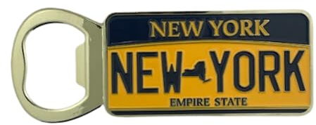 Mad Mags New York Nummernschild Flaschenöffner Magnet, einzigartiges Andenken, Souvenir, Neuheit Geschenk für Männer, 3,8 x 11,4 cm