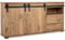 Buffet 2 Portes coulissantes 2 tiroirs 180 cm Manzano - Naturel Fonce