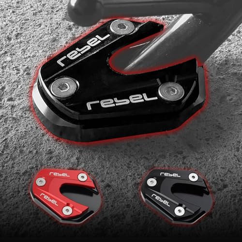 WOOGA Motorrad Aluminium Seite Extra Sitz ständer Klammer Fuß stütze Verlängerung Vergrößern Pad kompatibel mit Ho&nda Rebel CMX 250 CMX 300 CMX 500 2017-2024 (Schwarz)