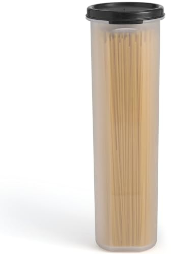 Tall Clear Spaghetti Pasta Container Storage With Lid.Multi-Purpose Kitchen Pantry Organization And Food Storage For Noodles Beans Straws - Airtight Leakproof Spaghetti Keeper BPA Free 37 oz.