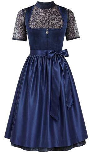 Dirndl Damen midi Lang Dirndl Trachtenkleid Trachtenrock Dirndl-Komplettsets Trachtenmode Trachten Damen mit 3 Teilig Dirndl Schürze Dirndlbluse Oktoberfest Dresses Dirndlkleid Blau Rot Grün