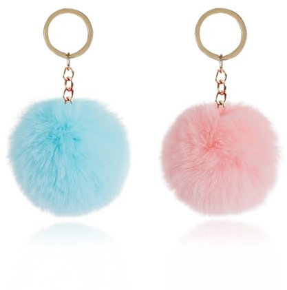 XBFOCNH 2 Stücke Pompons Schlüsselanhänger,Flauschige Pompons Taschenanhänger, Plüsch Taschenanhänger, Schlüsselanhänger Pompons, Accessoire Plüschball Schlüsselanhänger Für Handtasche Schlüssel Auto