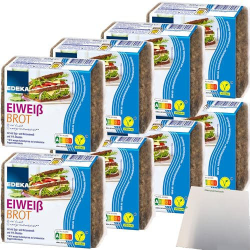 usy Bundle Edeka Eiweißbrot mit hochwertigem Soja- und Weizeneiweiß und 19% Ölsaaten VPE (8x500g Packung) + usy Block