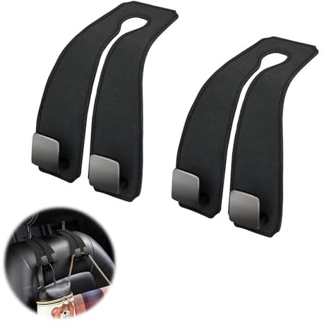 CMANLNYK 2Pcs Hooks for Car Seat Back - Multifunctional Seat Bag Hooks, Universal Headrest Hanging Handbag Accessories for Car Storage, Black
