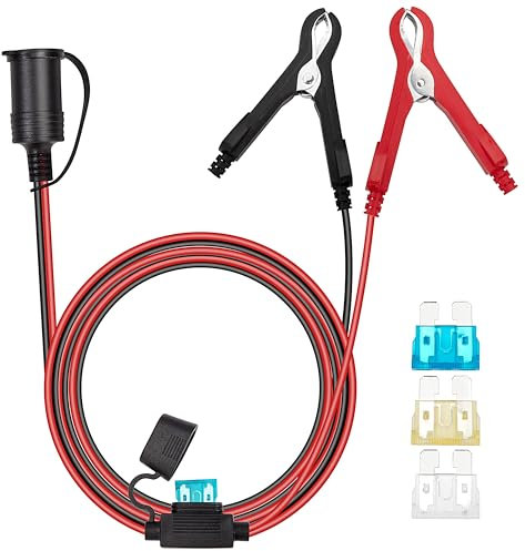 GUNGY Presa Accendisigari 12V/24V Cavo Prolunga Batteria Auto con Pinze Batteria 3 Metri 16AWG Cavi Adattatore Accendisigari Impermeabile con Fusibile 15A 20A 25A