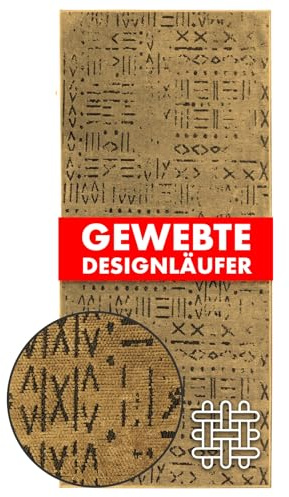 KARAT Premium Teppichläufer gewebt mit Muster - 80 x 300 cm, Beige - Flauschiger Baumwoll Teppich - Läufer für Küche, Flur & Wohnraum - Flurläufer Küchenläufer Flurteppich (Vena)