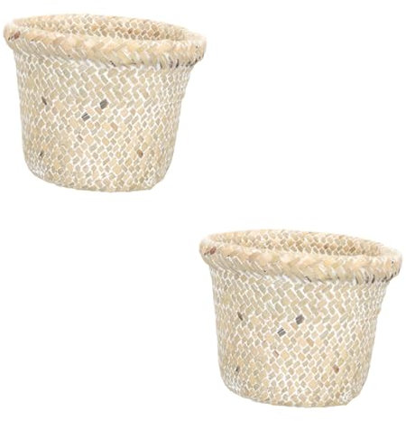 TINEASUR 2 Cestas De Basura Tejidas Multifunción De Ratán Para Dormitorio Y Cocina.
