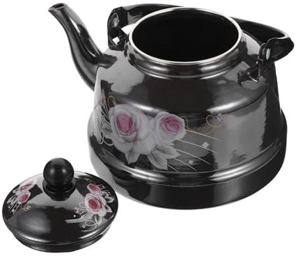 GOOHOCHY Wasserkocher aus Emaille Haushaltsteekanne japanisches Teekessel im Retro-Stil Teekessel für die Küche Herd wasserkocher entkalker kettle Retro- Wasserkessel Black