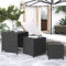 CFODOJ Tische, Akzenttische, Beistelltische, stapelbare Tische, 3 Stück, schwarzes Polyrattan