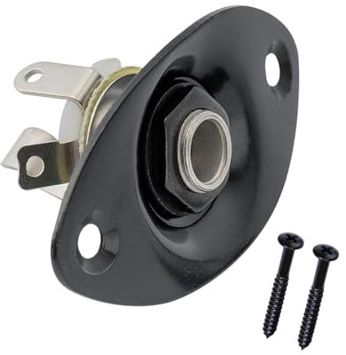 1/4 Oval Guitar Input Output Jack Plate Socket with Screws for Most Electric Guitar Replacement Parts (Black)